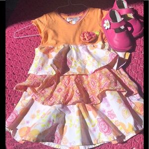 2T Girls Baby lulu ruffle Easter dress orange/pink